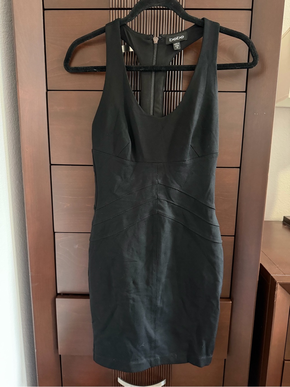 Bebe Black Sleeveless Sheath Knit Dress